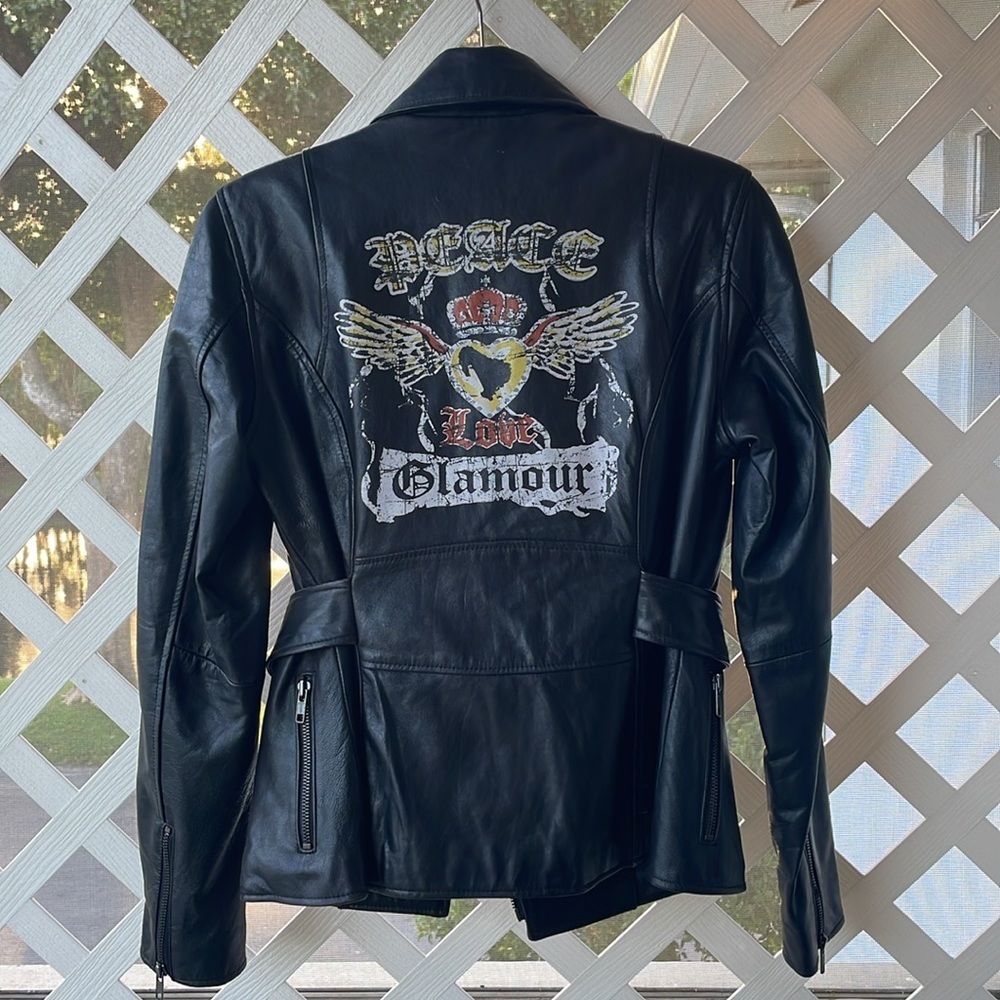INC Int’l Concepts Leather Graphic-Back Moto Jacket - Picture 3 of 14